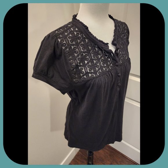 ANN TAYLOR LOFT || Lace Yoke Top (SIZE L) - Picture 2 of 6